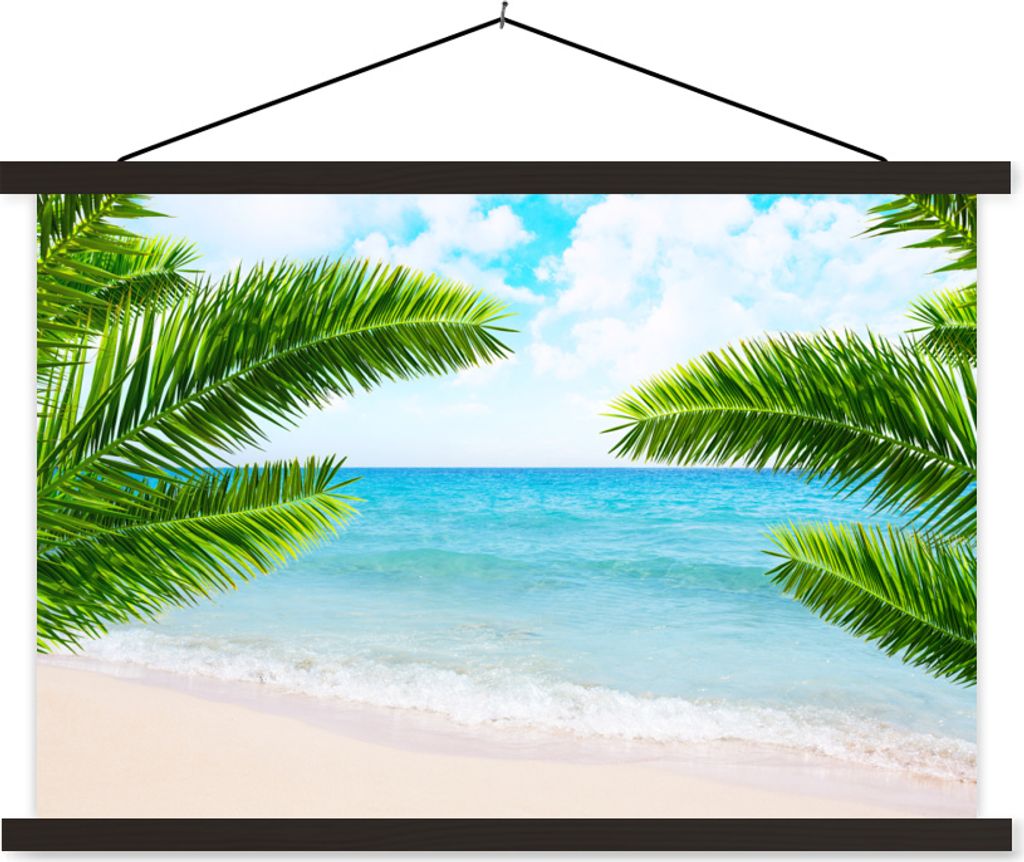 MuchoWow Textilposter Tropisch - Strand - Meer 120x80 cm mit schwarzem Rahmen - Wanddeko