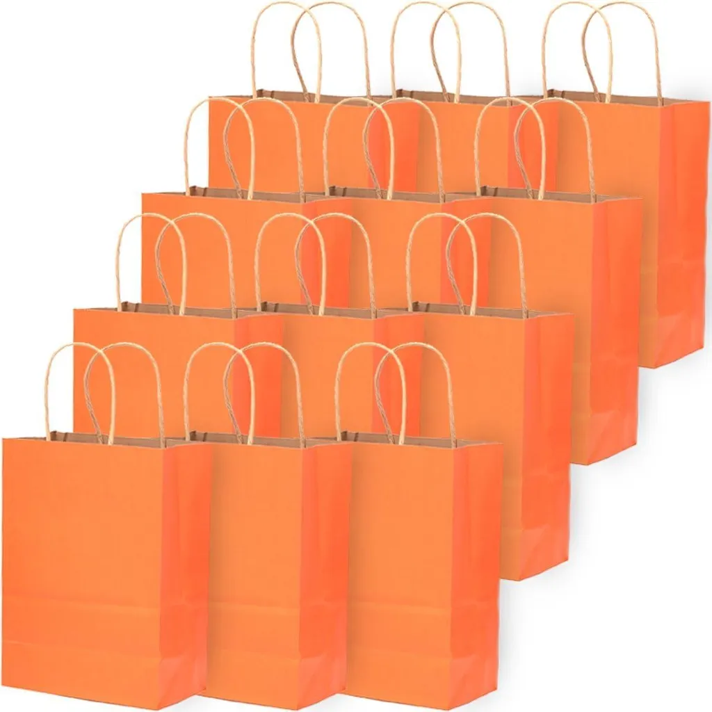 Sacs Kraft pour Anniversaire et Commerce Orange 27x21x11cm - 16 Unités