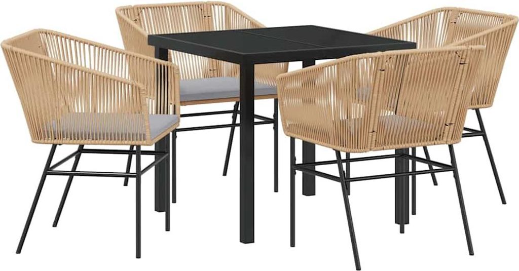Garten Essgruppe 5 pcs Braun Pulverbeschichteter Stahl