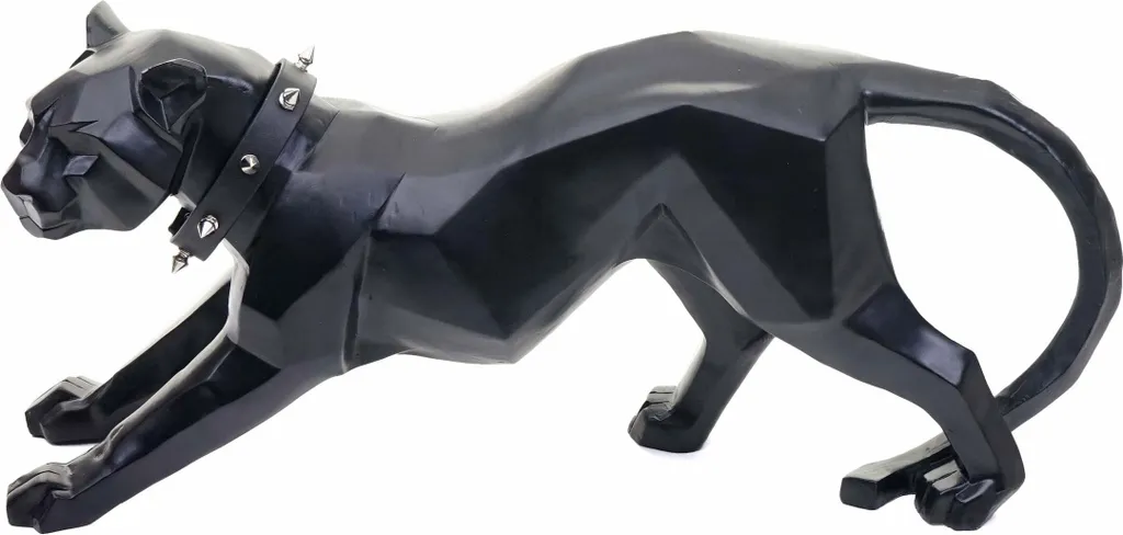 Figura Leopardo HWC-D36 Nero Opaco | Statua Decorativa Poliresina 45cm