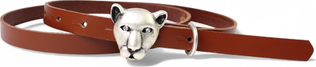 FRONHOFER schmaler Damengürtel, Katzenkopf Tiger Gürtelschnalle Straß, 1,5 cm