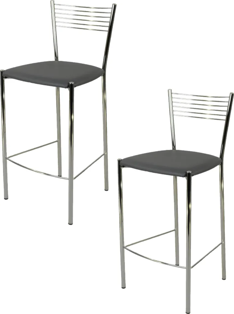 Set 2 Sgabelli Bar Tommychairs ELEGANCE Acciaio Cromato Grigio Scuro