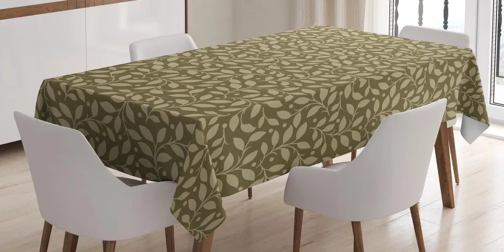 Tovaglia Antimacchia ABAKUHAUS Vintage 140x170 Foglie Kaki