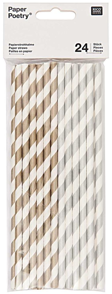 Papierstrohhalme, gold/silber, 24 Stück Produktbild 