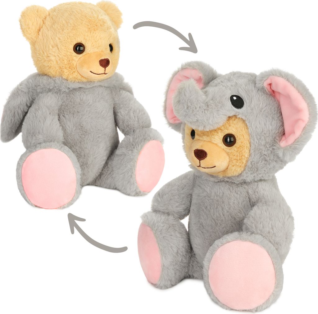 BRUBIES Teddy Elefant - 25 cm Teddybär im Elefantenkostüm mit Kapuze - Kuscheltier Geschenk für Kinder - Plüschtier für kuschelige Abenteuer
