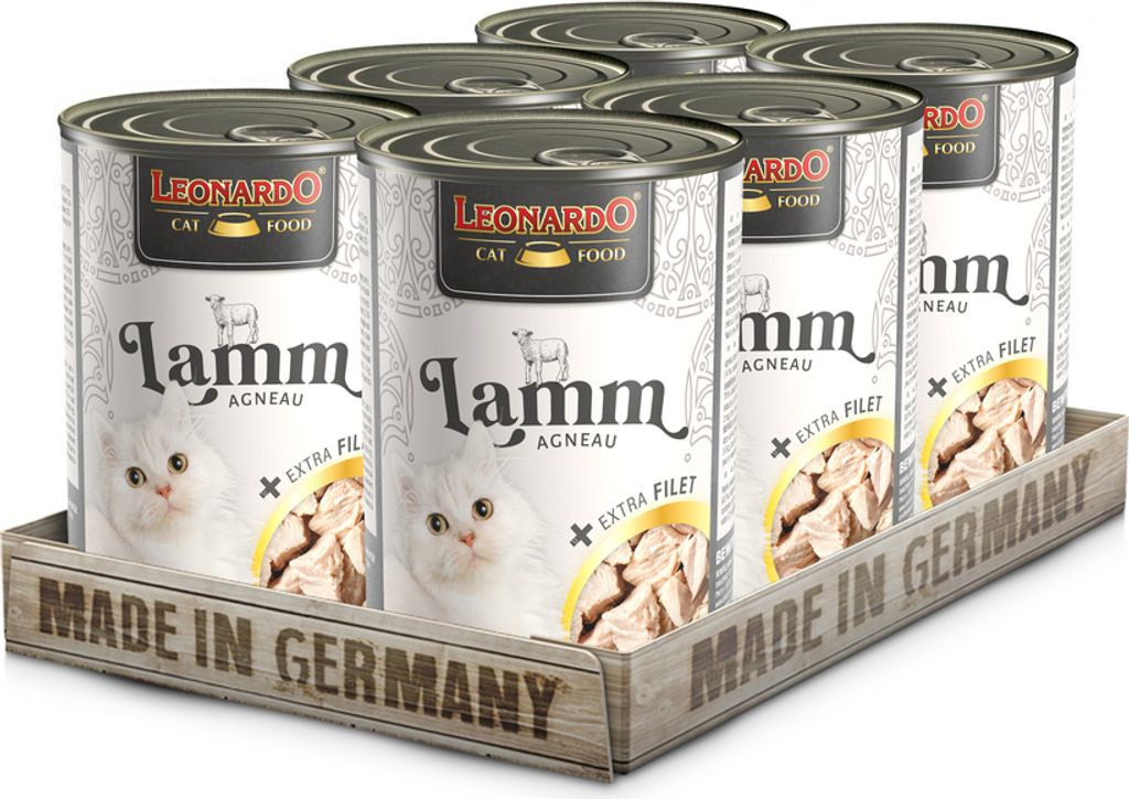 LEONARDO Lamm + extra Filet, 6x400 g - Katzenfutter Nassfutter Katze