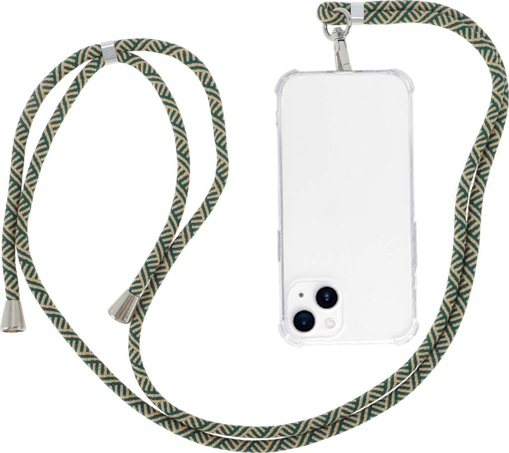 Telefon Lanyard, Passend Für Alle Telefone Mit 1 Universellem Patch, Telefon Gurt, Telefon Kette Für Standard Handyhülle, Grün Khaki Y Streifen