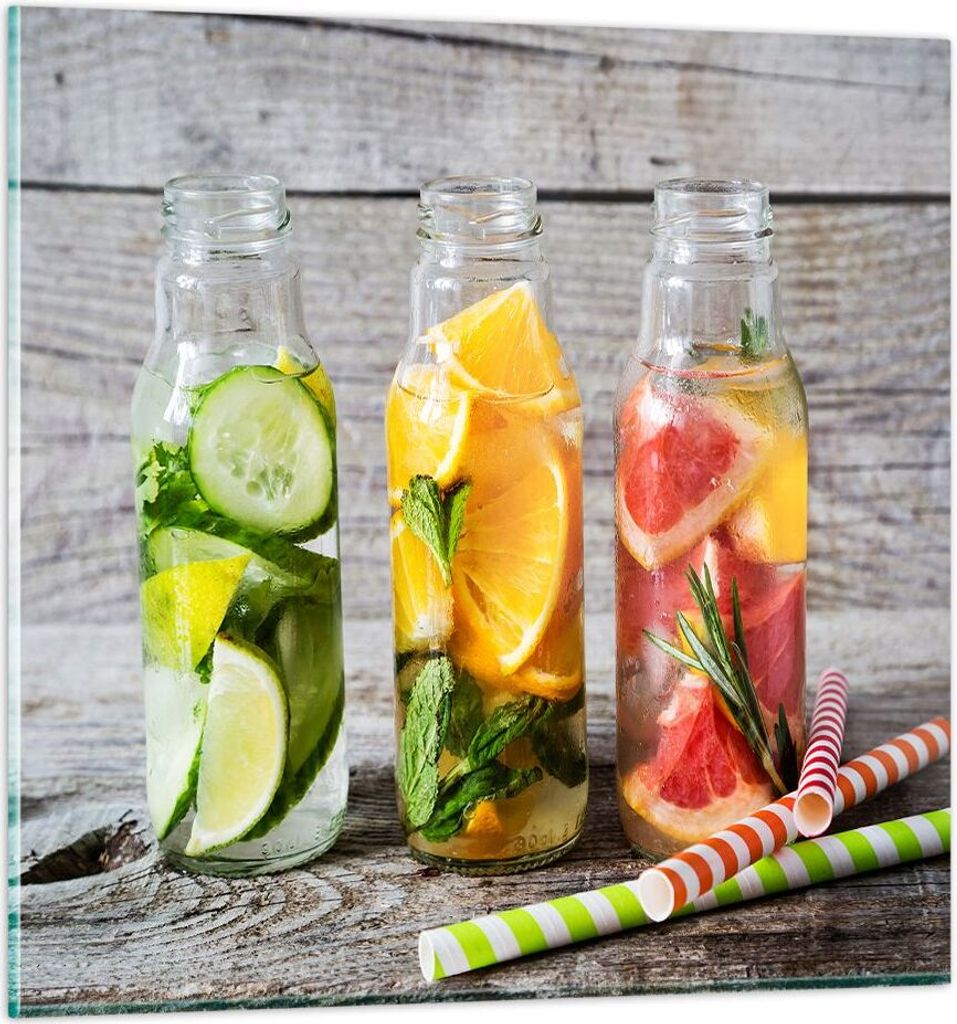 Bilder auf glas - Eis Minze Erfrischung Getränke - 50x50cm - Glasbilder - Wandbilder - Kunstdruck - zum Aufhängen bereit - Wanddekoration aus Gla...