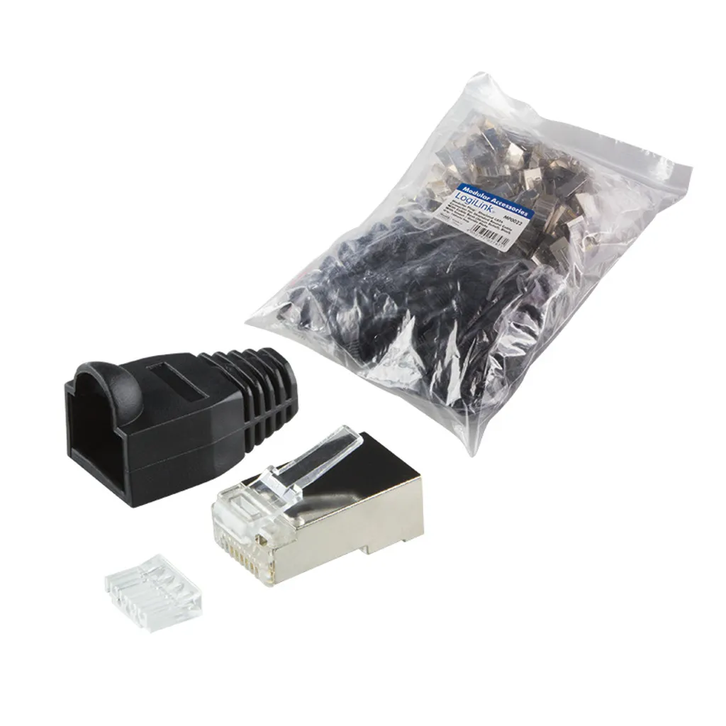 Fiche RJ45 Cat.6 blindée LogiLink MP0022 pour câble réseau Ethernet noir - 3