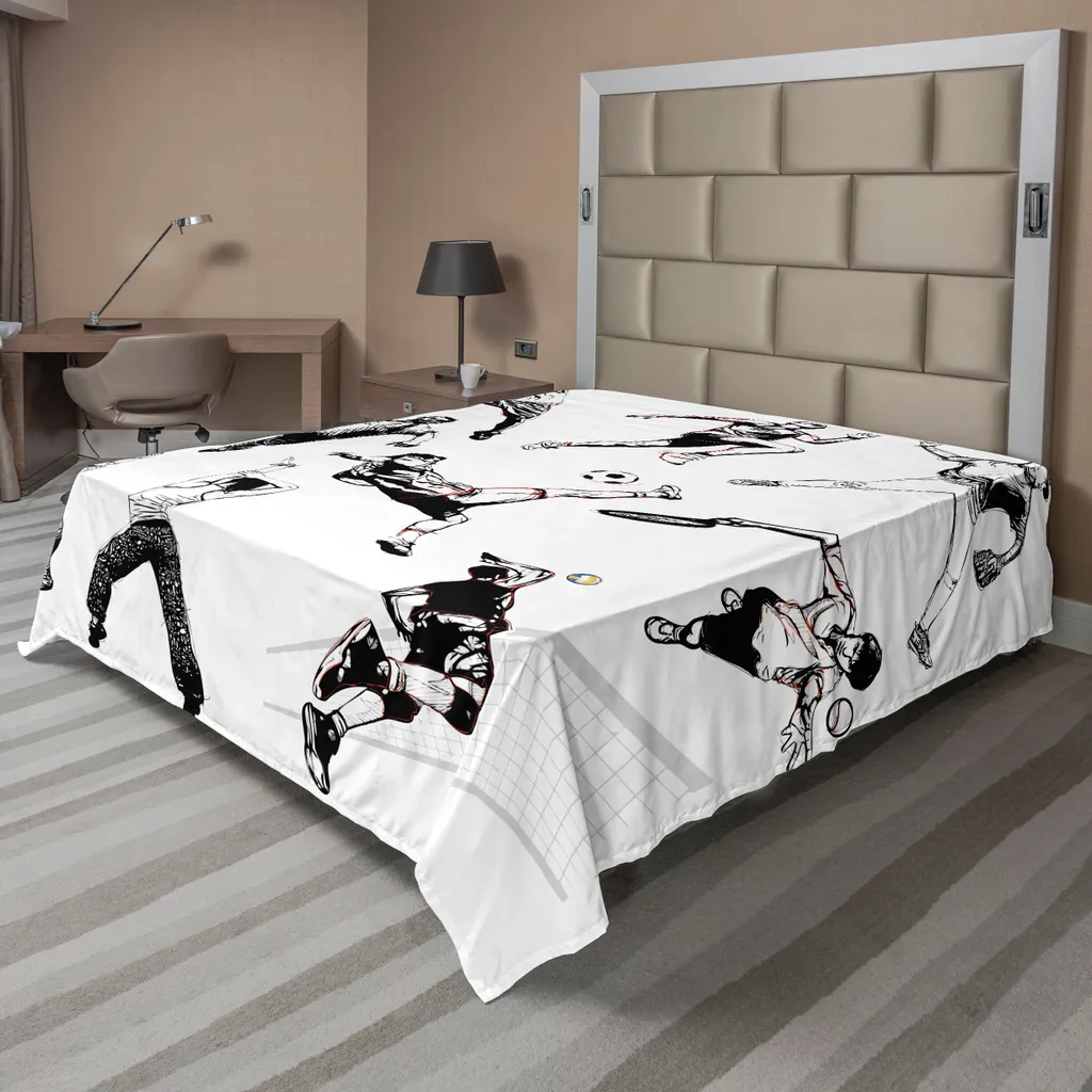 ABAKUHAUS Calcio Lenzuolo con Angoli, Scarpe Palle su Erba, Comodo e Morbido Tessuto Decorativo da Letto Tasca Elastica a Tutto Tondo, 160 x 200 cm