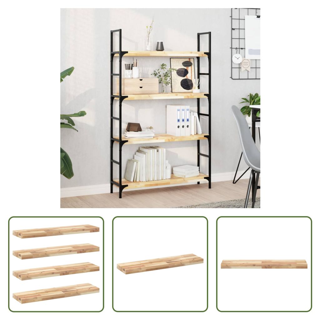 The Living Store Schweberegale 4 Stk. 100x20x4 cm Massivholz Akazie Unbehandelt
