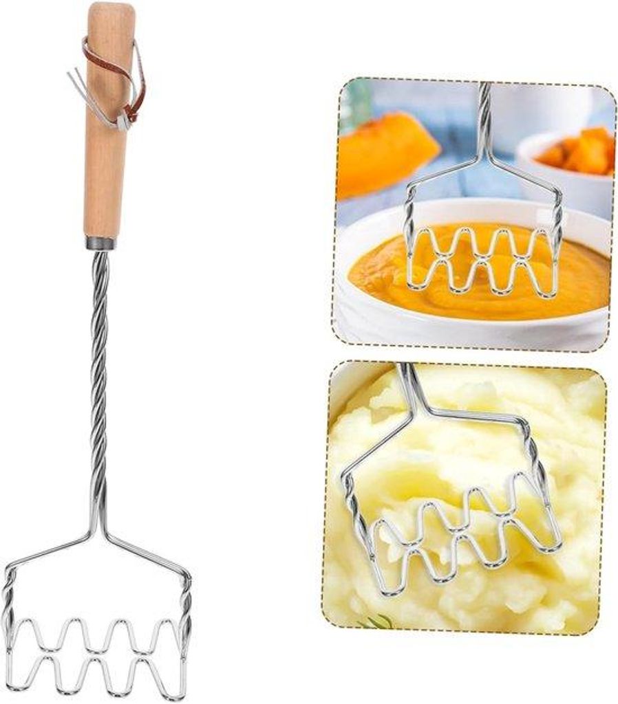 Handgepresste Aardappelstamper aus Edelstahl - mit Griff - für das Heimgebrauch - für das einfache Pürieren von Kartoffeln, Obst und Gemüse
