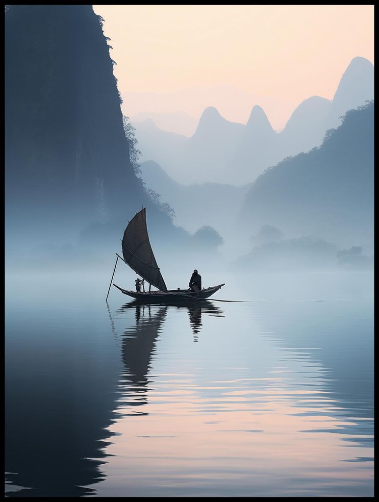 Plakat 75x100cm Einsame Fahrt auf dem Fluss