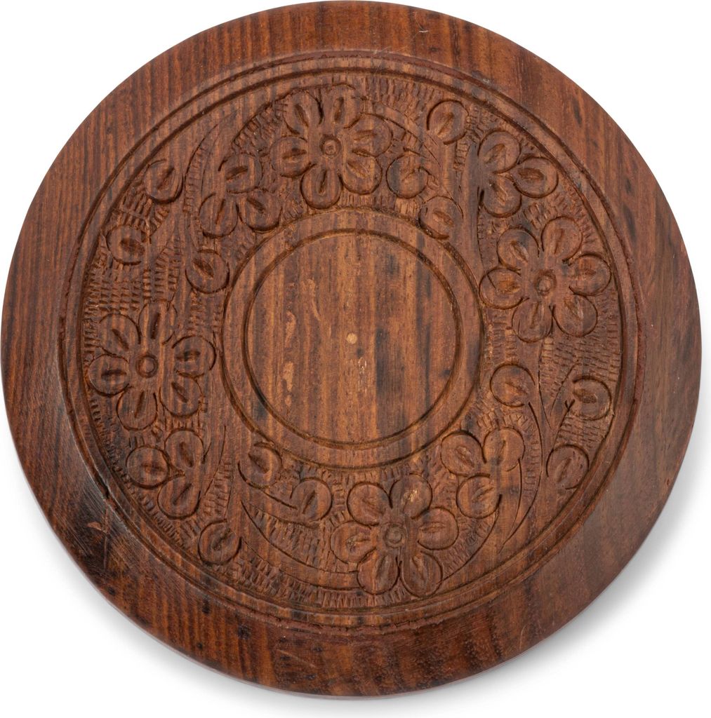 Kerzenhalter Sheeshamholz Ø12cm Untersetzer mit Muster Holz Tassenuntersetzer