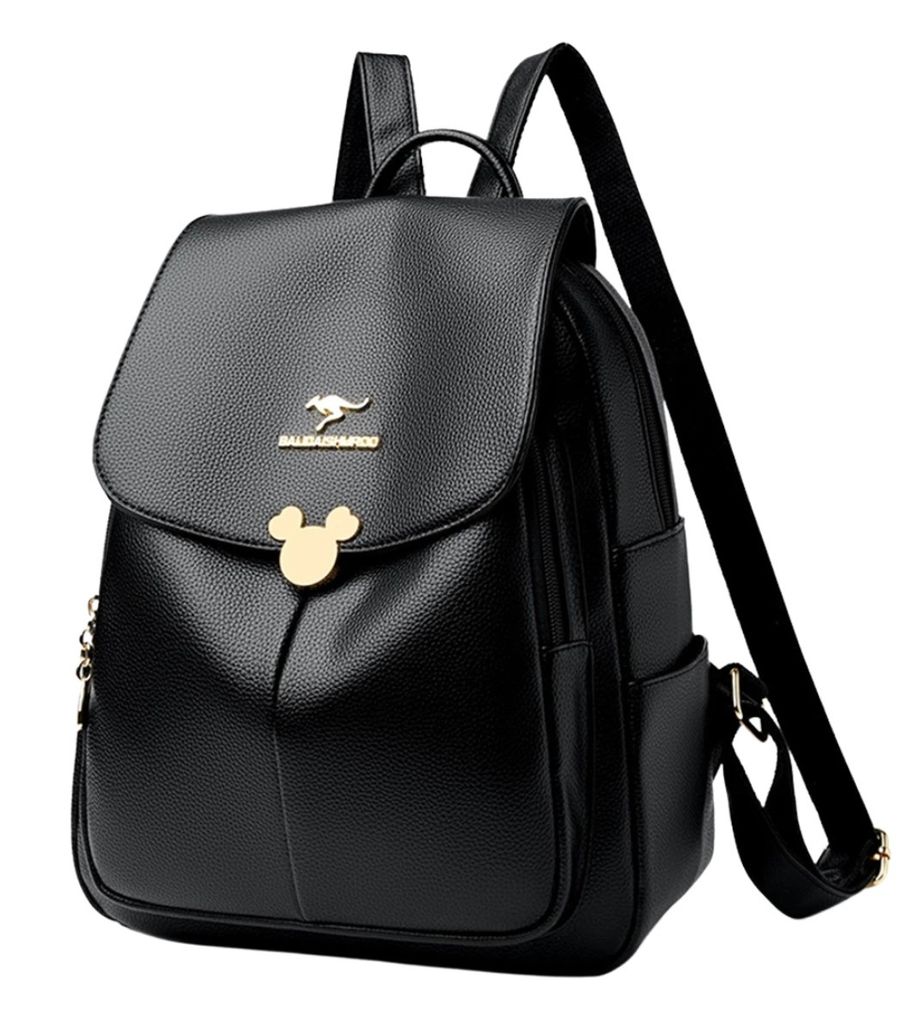 Damenrucksack aus schwarzem Leder, eleganter Urban-rucksack Produktbild 