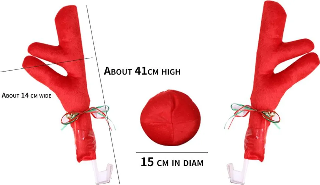 Decorazione Auto Renna Natale | Set Corna Naso Griglia e Tetto