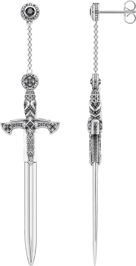 Thomas Sabo Rebel at Heart Boucles d'oreilles Homme en Argent poli noirci