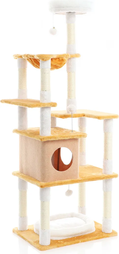 Albero Tiragraffi Fudajo Bianco Marrone: Design e Funzionalità per Gatti