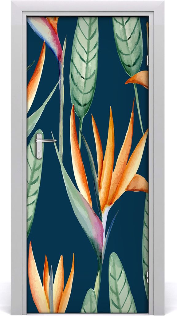 Tulup Türaufkleber 85x205 cm Dekorative Aufkleber Selbstklebend Wasserdichte Tapete Abnehmbar Schlafzimmer Wohnzimmer Wohnkultur - Strelitzia reginae