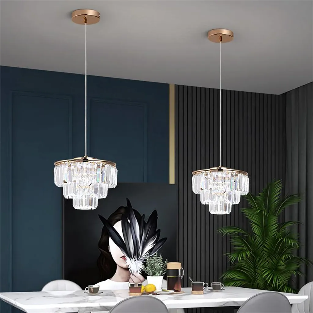 Lustre cristal K9 design luxe 25cm éclairage modulable pour salon chic - 3