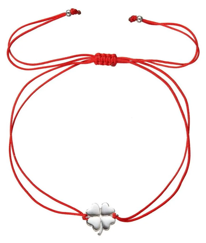 Bracelet Kabbalah rouge trèfle à quatre feuilles 13047.3 en fil tressé