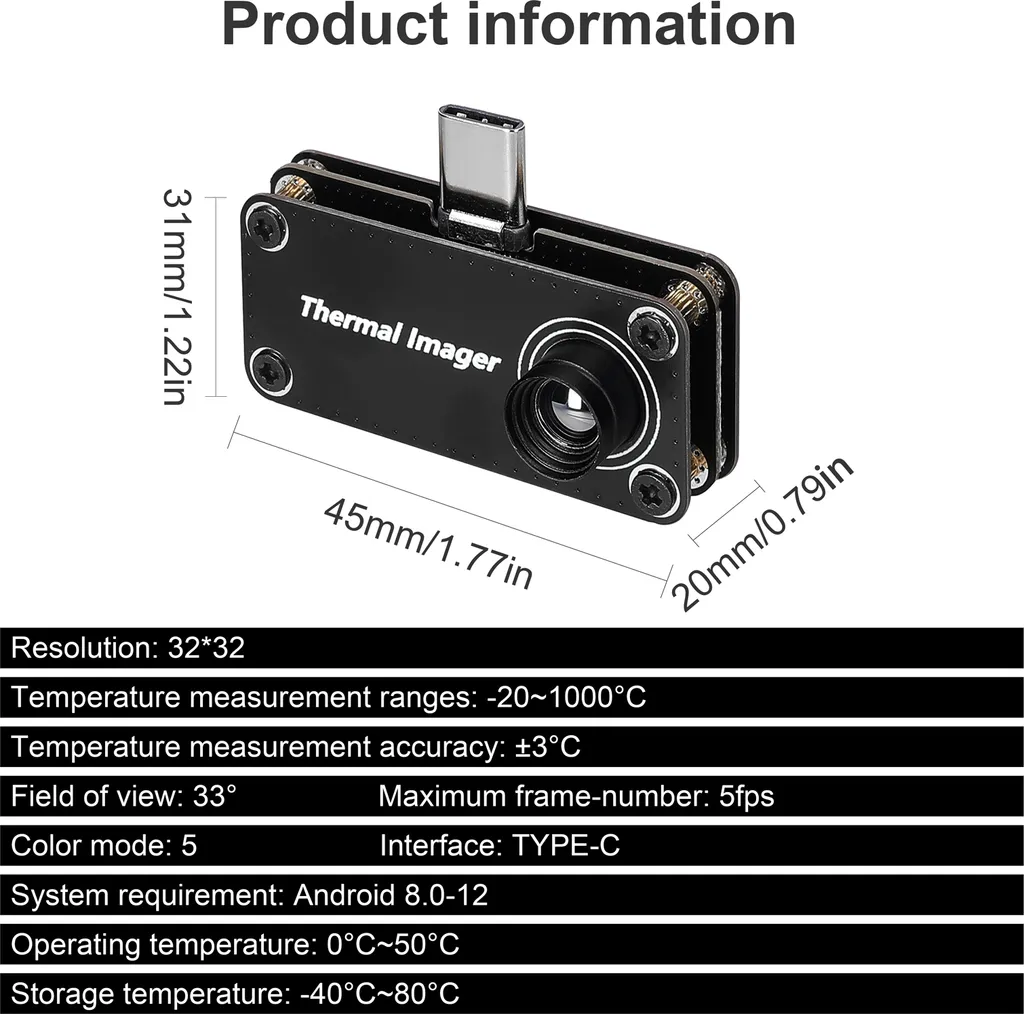 Imagerie Thermique Infrarouge Mobile Android Type-C 32x32 avec Mode OTG - 5
