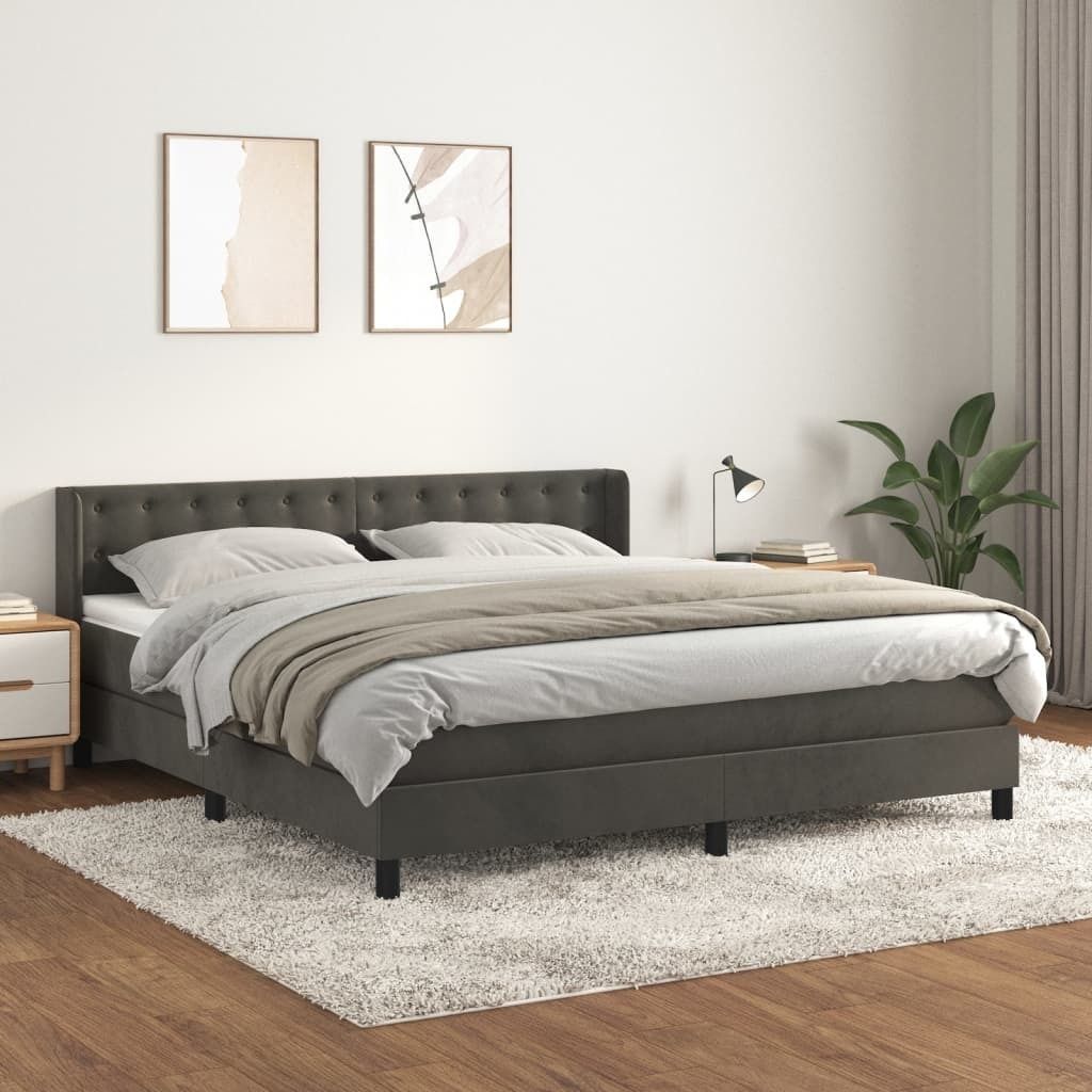 Maison Exclusive - Boxspringbett mit Matratze Dunkelgrau 180x200 cm Samt