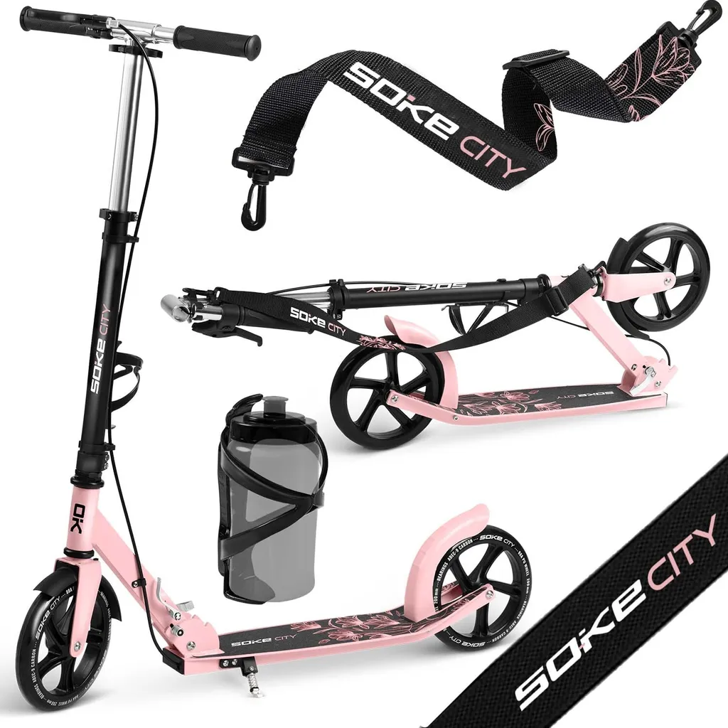 Trottinette urbaine Soke City noir et rose idéale pour le vélotaf