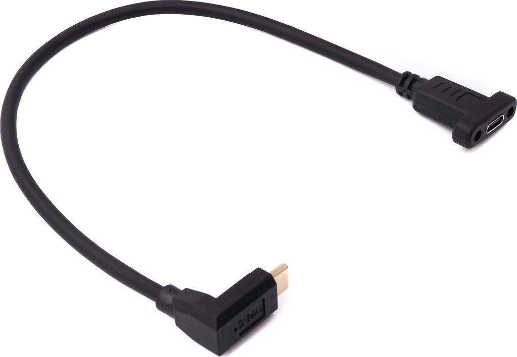SYSTEM-S USB 3.1 Kabel 30 cm Typ C Stecker zu Buchse Schraube Winkel Adapter in Schwarz