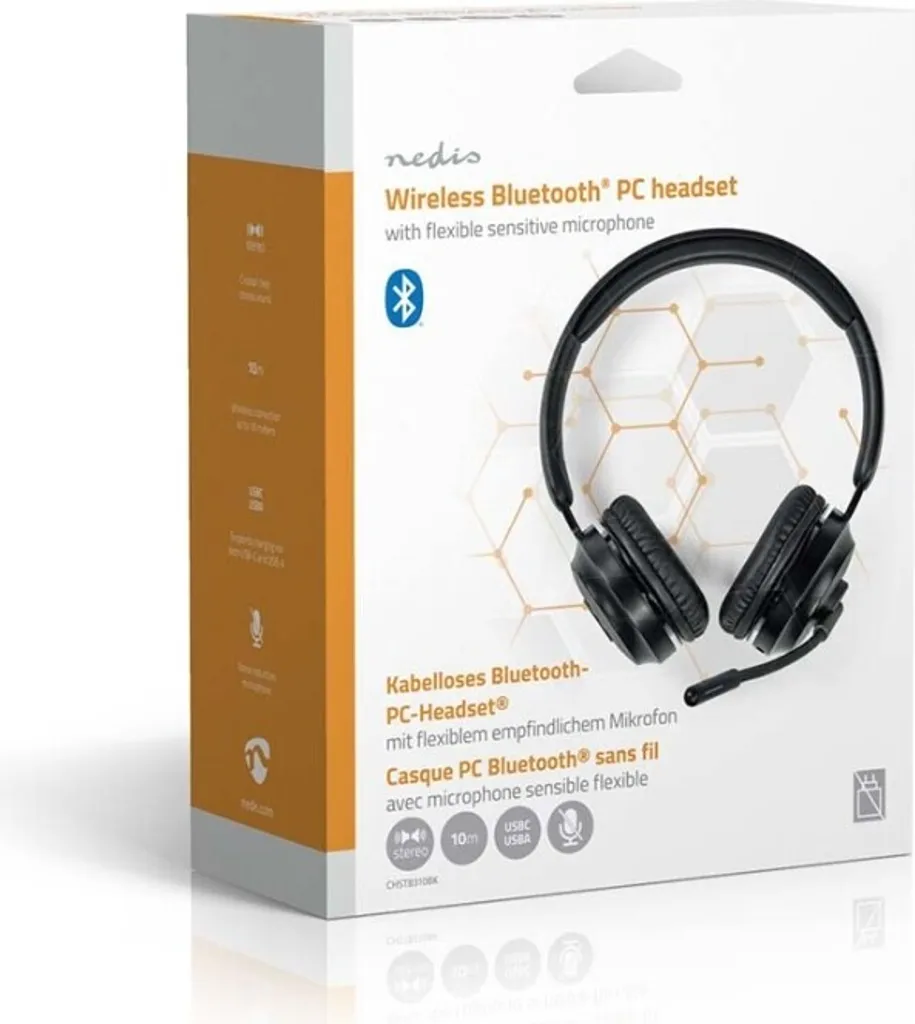 Cuffie Bluetooth Pieghevoli Nero - Auricolare Stereo PC con Microfono - 8