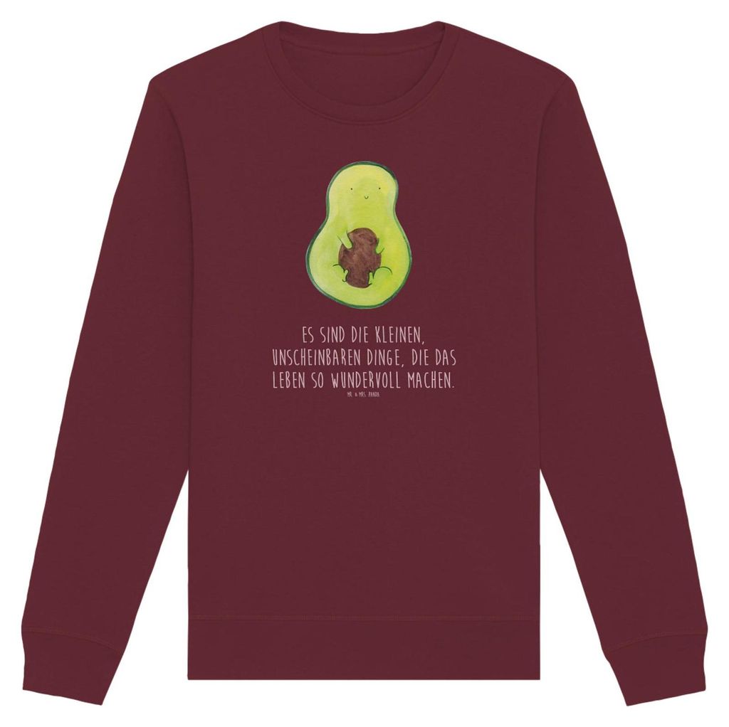 Mr. & Mrs. Panda Baumwoll Pullover Avocado Kern Größe S - Burgundy - Geschenk, Pflanze, Baby, Sweatshirt, Rundhals, Sweater, Liebe, Wunder, Pulli