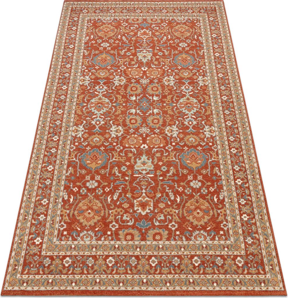 Wollteppich SOHO 477.26.LA300 OSTA Ornament, Rahmen natur terrakotta / beige orange 80x160 cm
