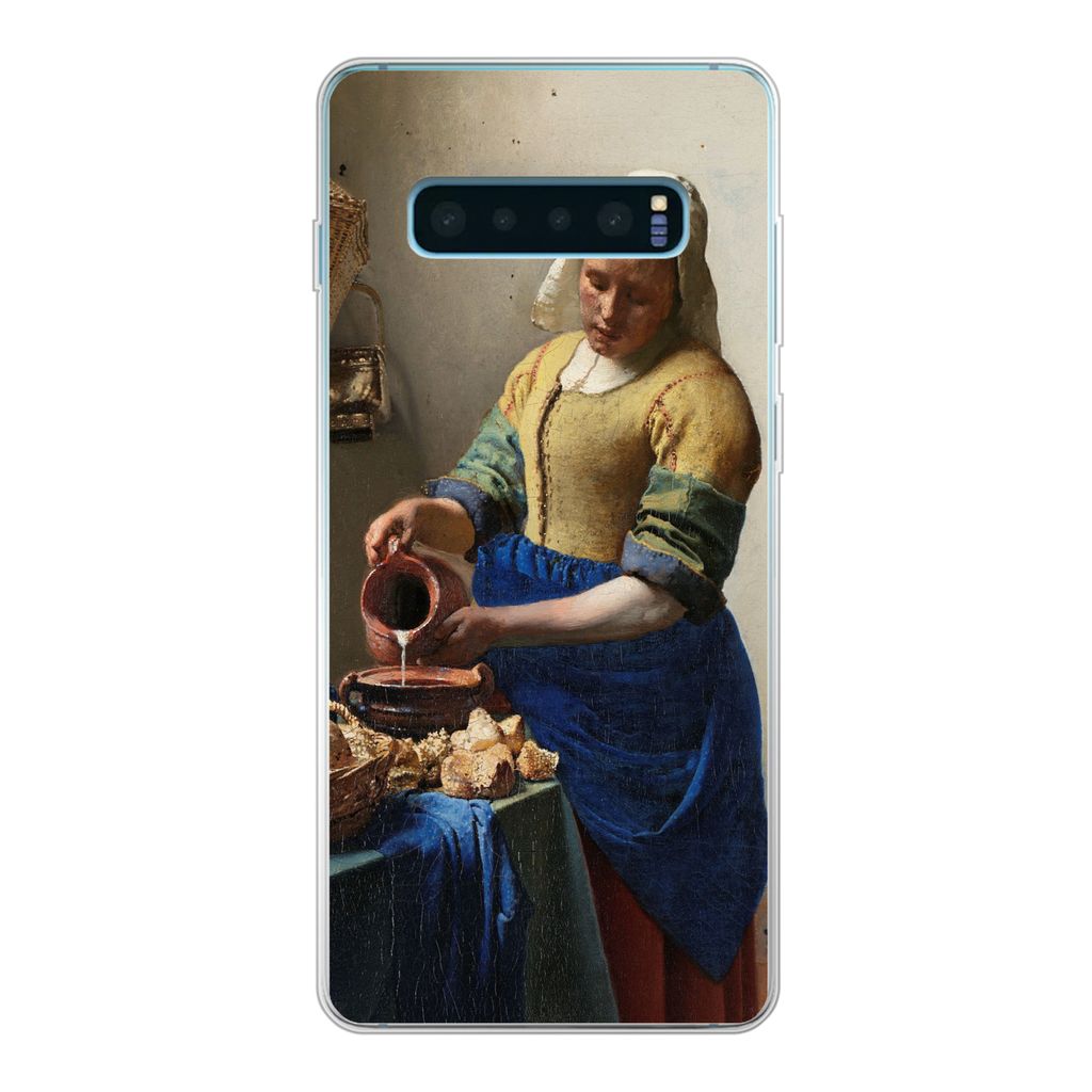 MuchoWow Handyhülle Schutzhülle Hülle für Samsung Galaxy S10 Lite Das Milchmädchen - Gemälde von Johannes Vermeer Silikon Softcase Handy H...