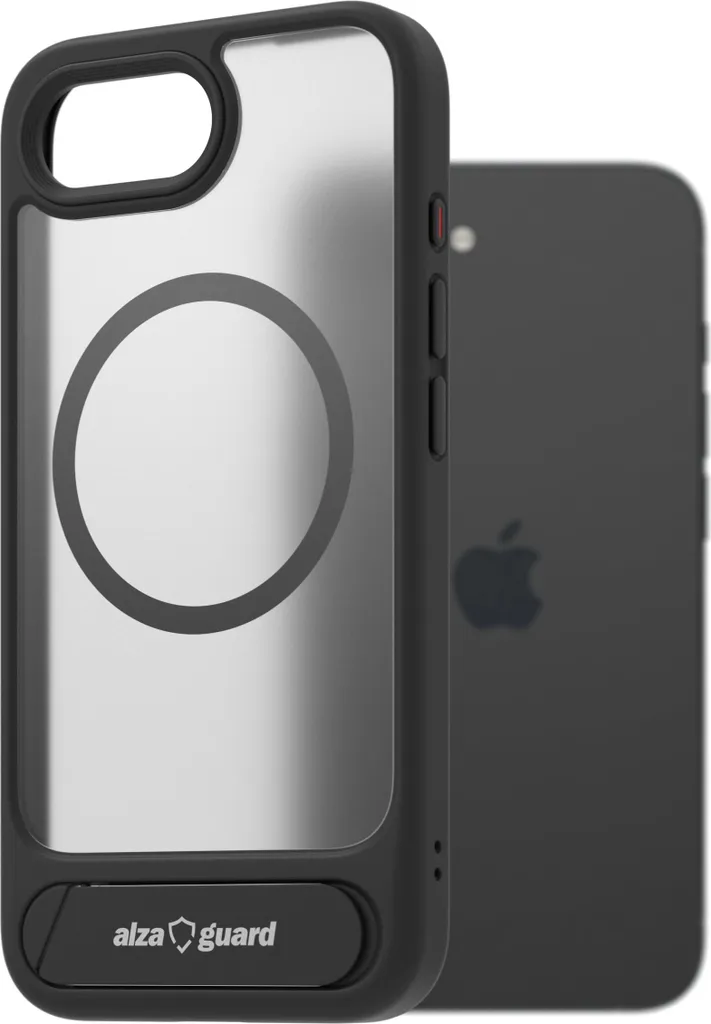 AlzaGuard Matte Case iPhone 16e Coque Noire Compatible avec MagSafe