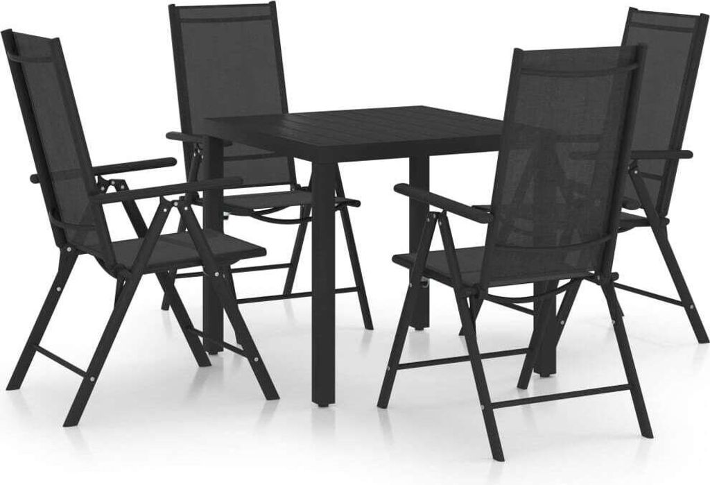 5-tlg. Garten-Essgruppe Aluminium Schwarz