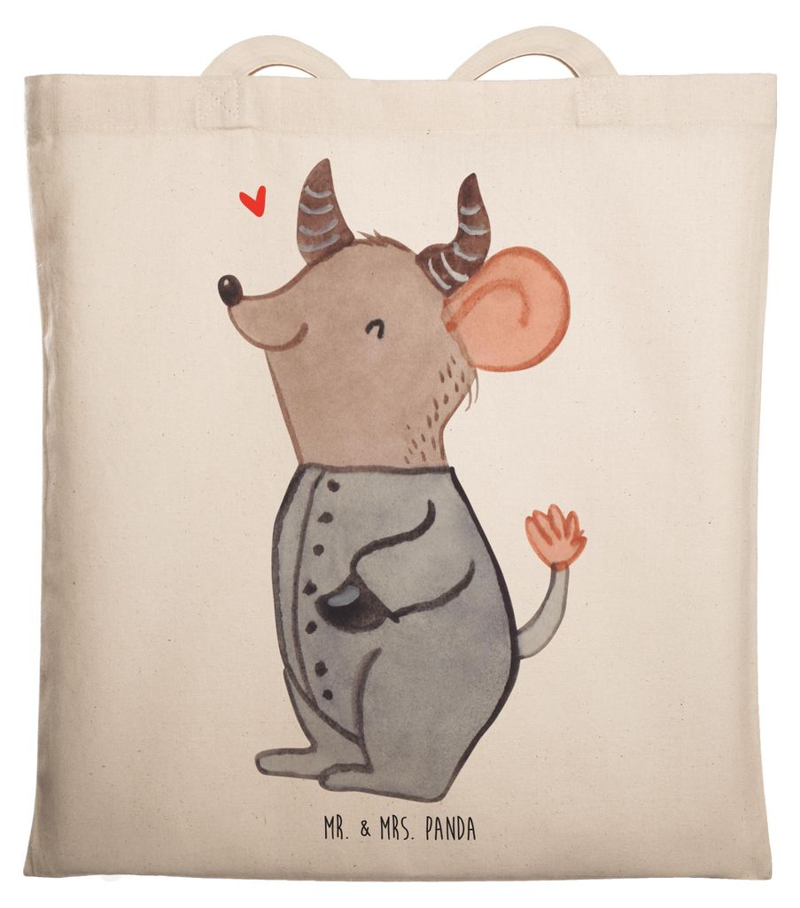Mr. & Mrs. Panda Tote Bag Stier Astrologie - Transparent - Geschenk, Tragetasche, Laptoptasche, Sternzeichen, Tasche, Shopping, Tierkreiszeichen, G...
