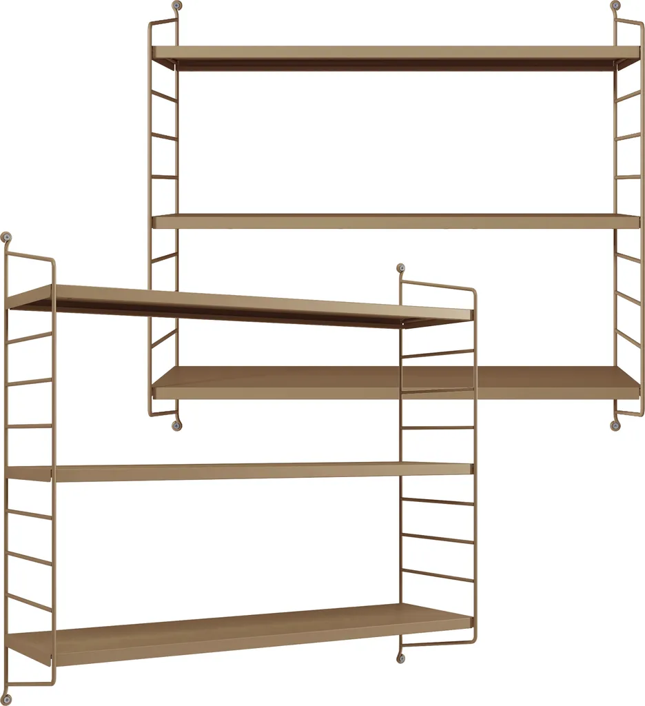 Set 2 Scaffali Sospesi Strängnäs in Acciaio per Camera e Bagno