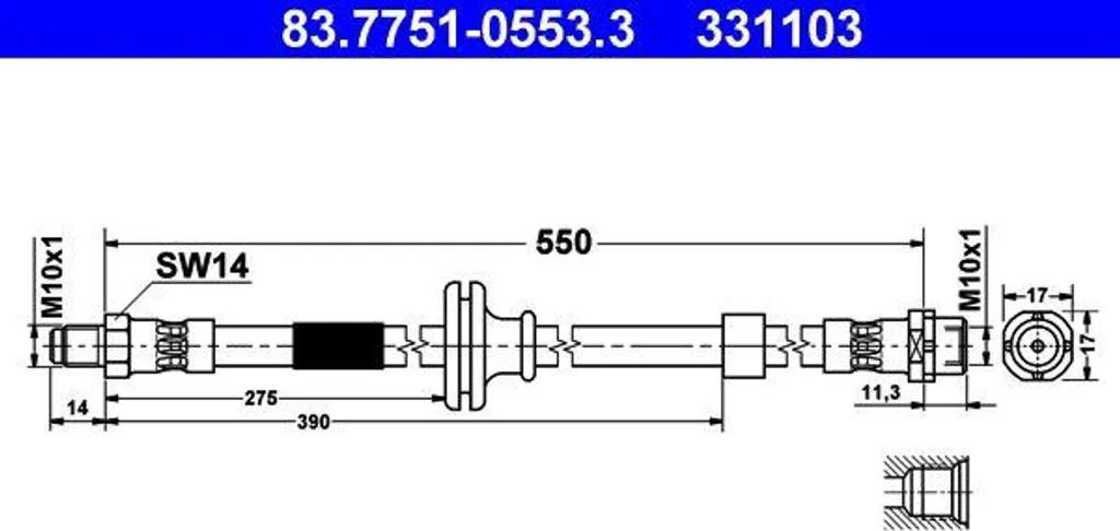Flexible de frein pour entretien BMW X3 E83 remplacement OE 34303414661