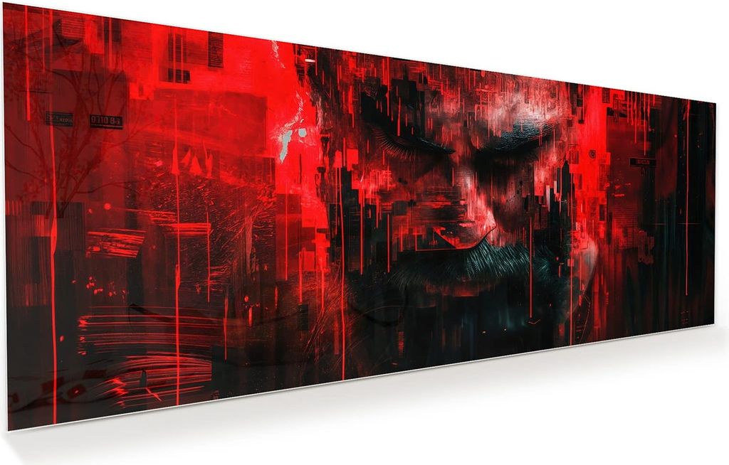 Glasbild 150x60cm in XXL für Wohnzimmer, Schlafzimmer Motiv Abstrakte Digital Kunst
