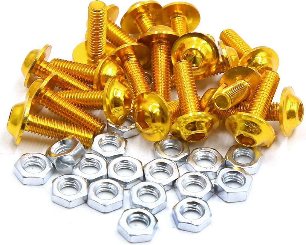 20 Stück Aluminiumlegierung Innensechskant Motorrad Schraube Muttern M6 Gold Ton DE
