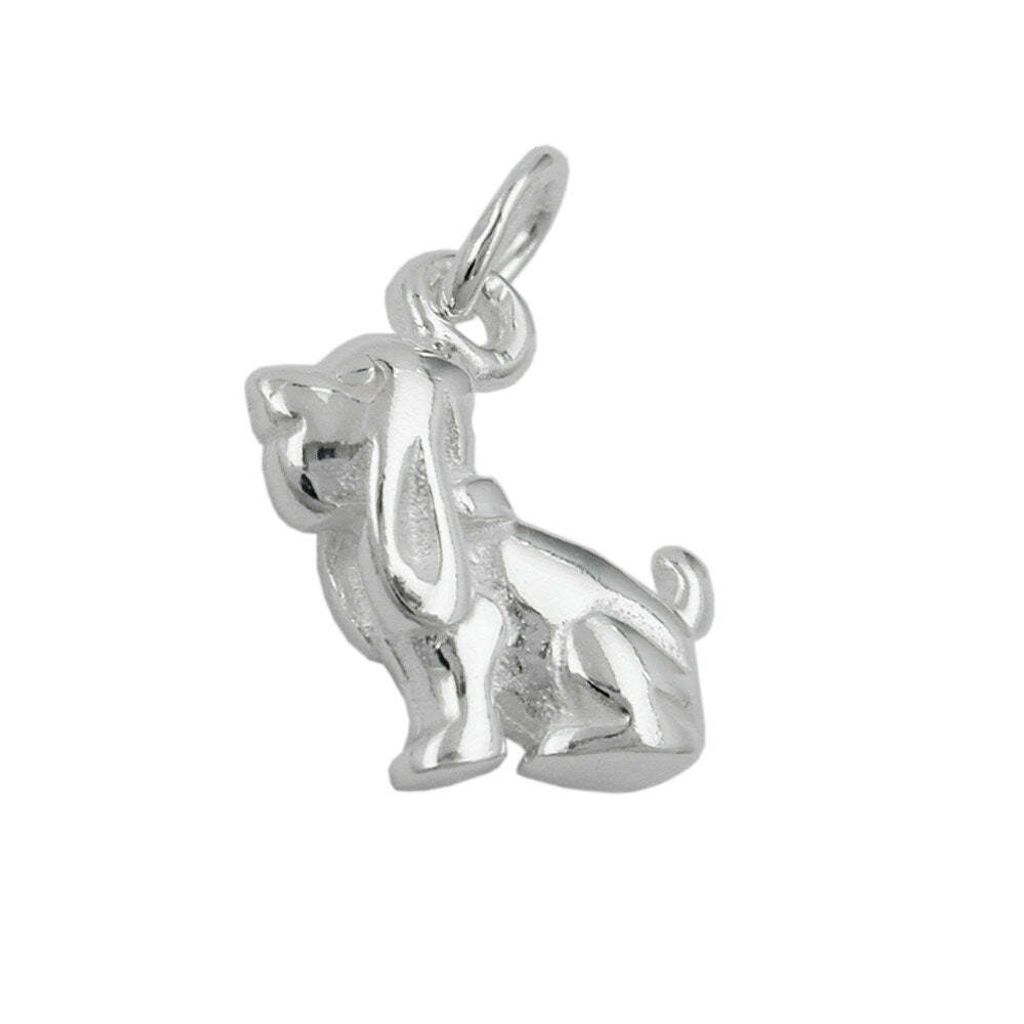 Anhänger 13x10mm Hund mit Schlappohren Silber 925 silber 13x10mm