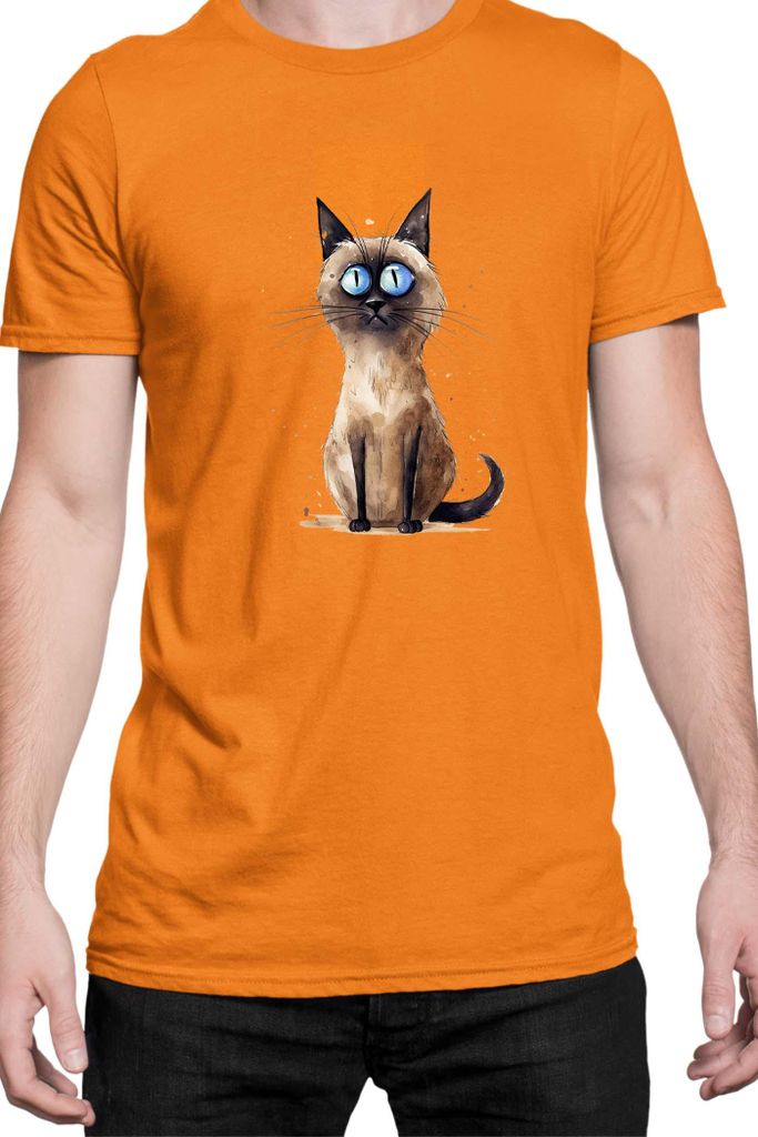 Herren T-Shirt Funny Cats Breeds Thai Cat, Man 3XL / Orange