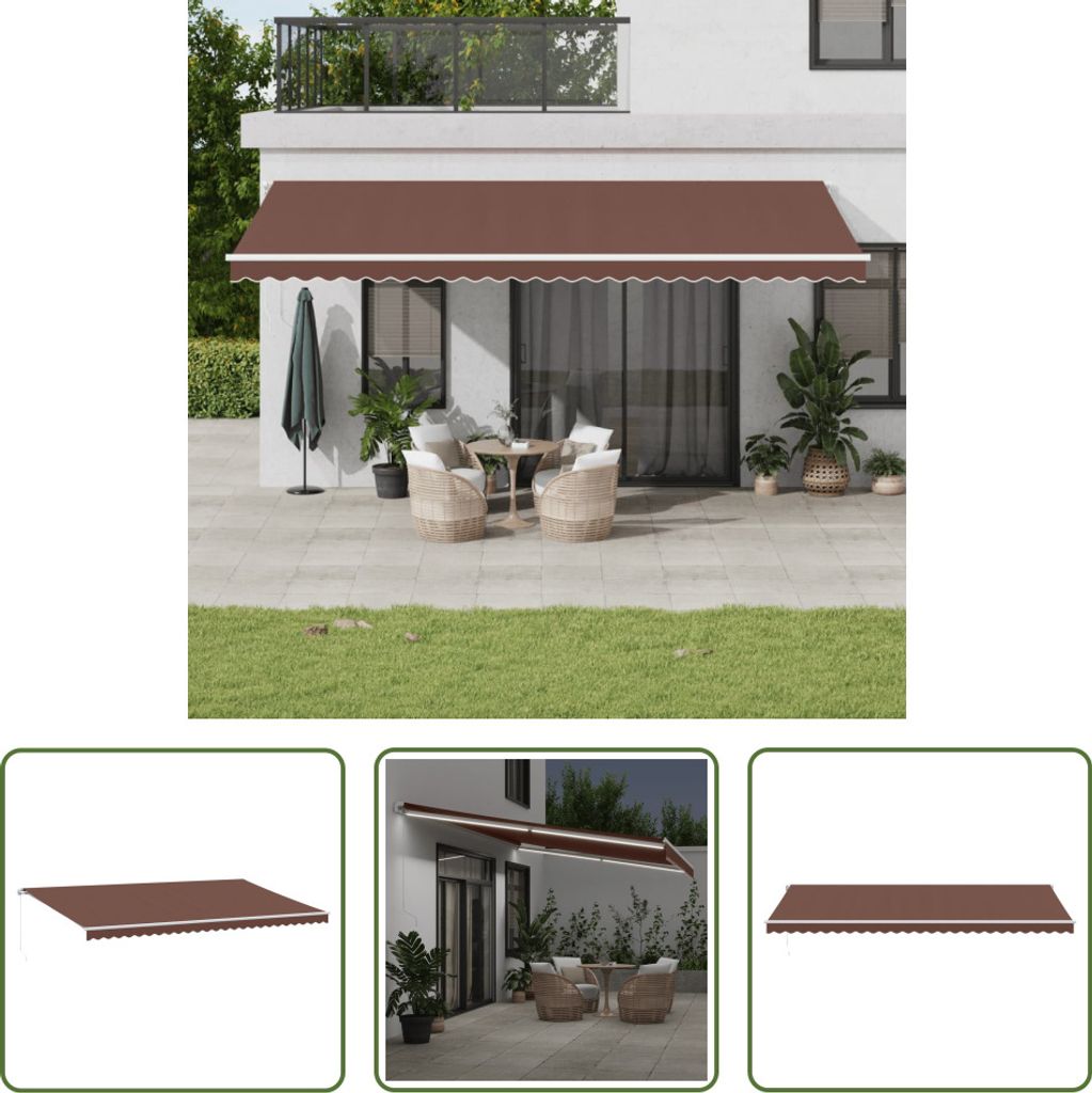 The Living Store Markise Manuell mit LED Braun 600x300 cm