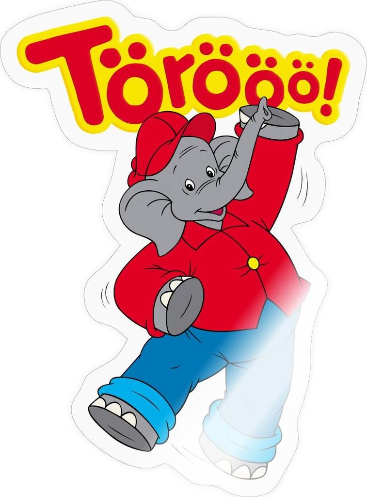 Spreadshirt Benjamin Blümchen Tanzend Törööö Sticker Aufkleber, 10 x 10 cm, Transparent glänzend