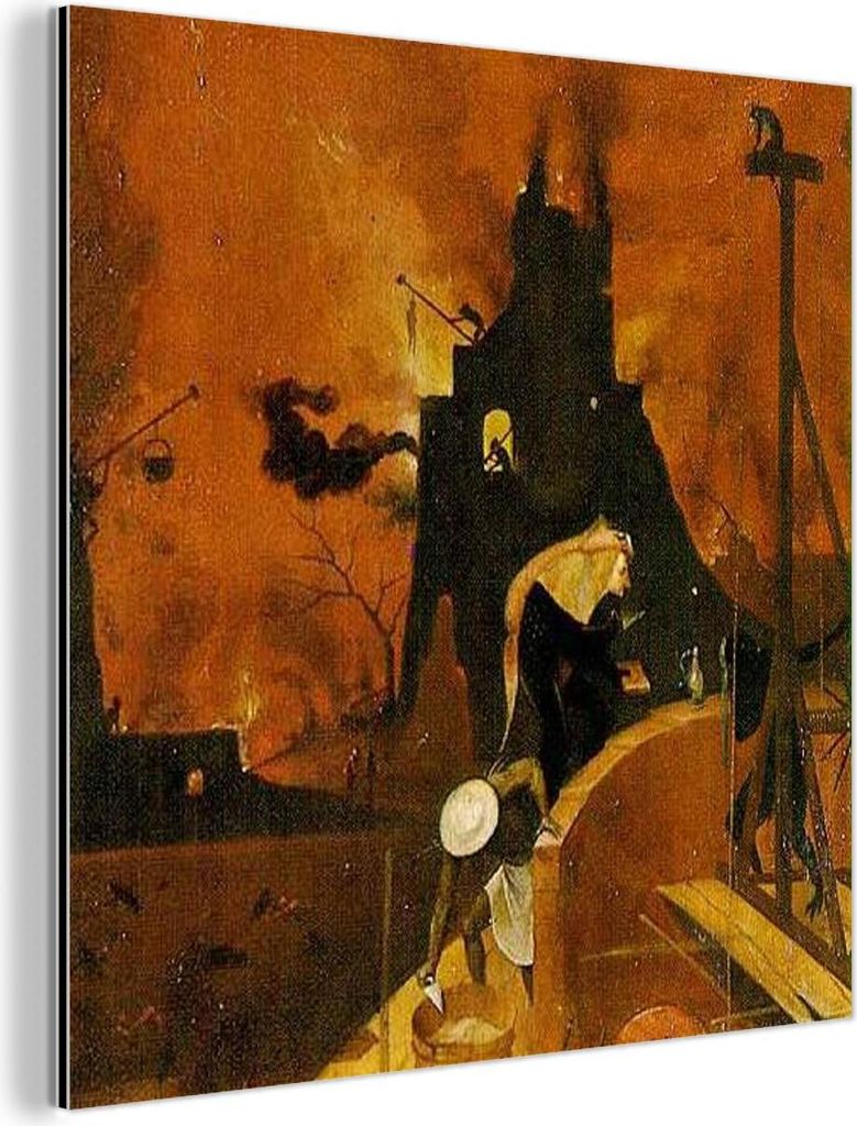 MuchoWow Wanddekoration Metall Metallbild Wandkunst 90x90 cm Heuwaage rechter Flügel des Triptychons - Gemälde von Hieronymus Bosch MuchoWow Alum...