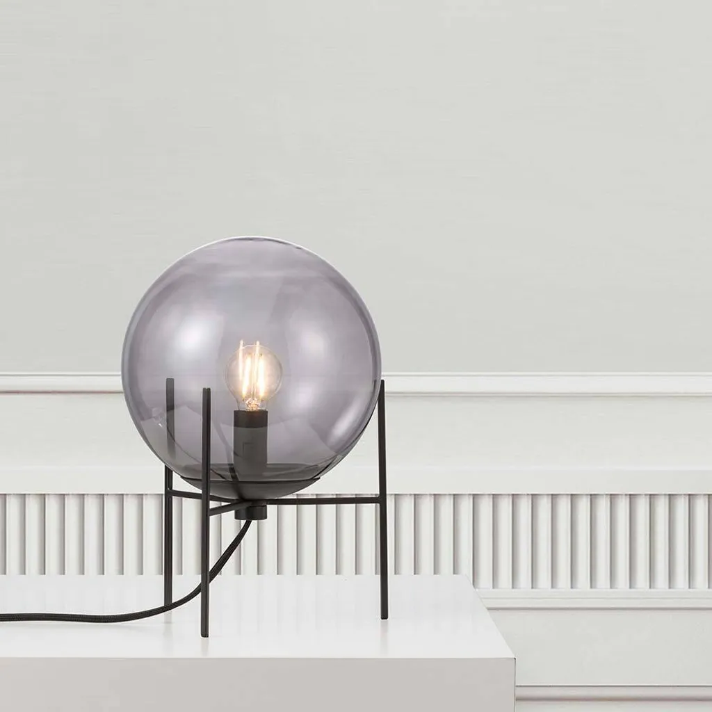 Lampada Alton 20 cm - Vetro Soffiato a Mano e Metallo Nero Opaco