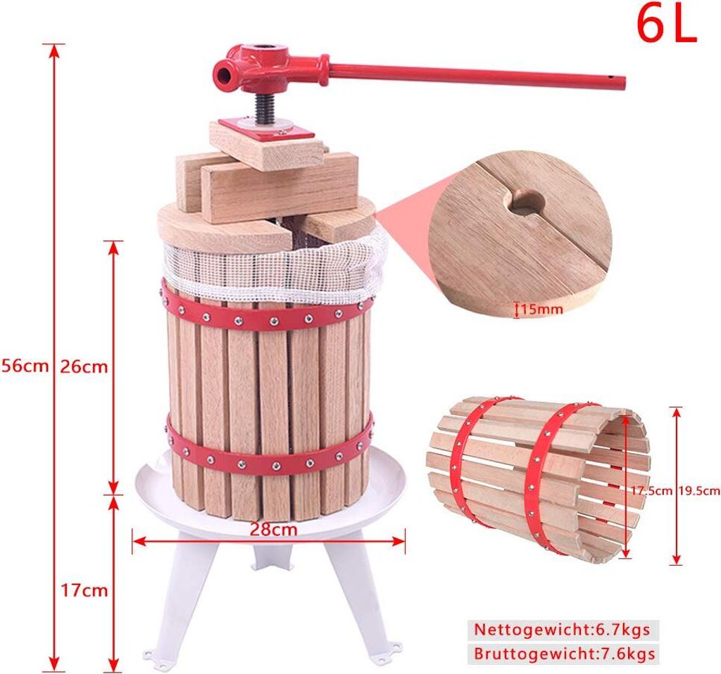 NAIZY Mlýnek na hrozny Lis na jablka Mlýnek na ovoce Lis na Obrázek produktu 2