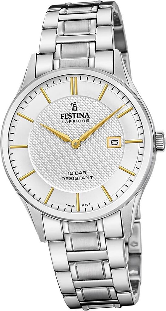 Festina Herrenuhr Swiss Made Armbanduhr Edelstahl silber D2UF20067/2