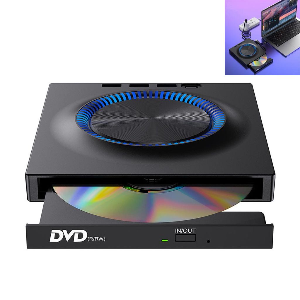 7-in-1 externes Blu-ray Brennerlaufwerk, USB 3.0 & Type-C, CD/DVD/BD lesen & brennen, SD/TF-Kartenleser, ultradünn & tragbar