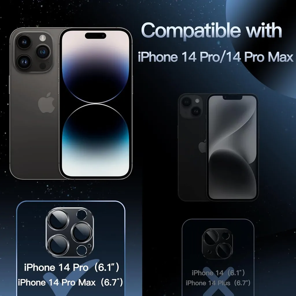 2 Pezzi Protezione Obiettivo Lente Pellicola Compatibile con iPhone 14 PRO/iPhone 14 PRO Max Telaio Alluminio Vetro Temperato Protezione 9H Alluminio Copertura Camera Lente Protettiva Opaca (Argento